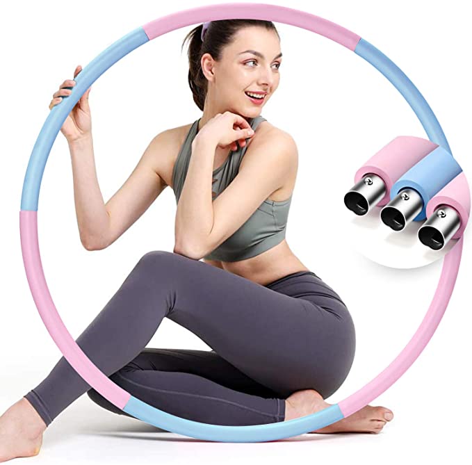 Blue-Pink 8 Section Detachable Design IREGRO Hoola Hoop for Adults and Kids Adjustable Size Professional Soft Fitness Hoola Hoop with Thicker Foam for Exercise and Weight Loss